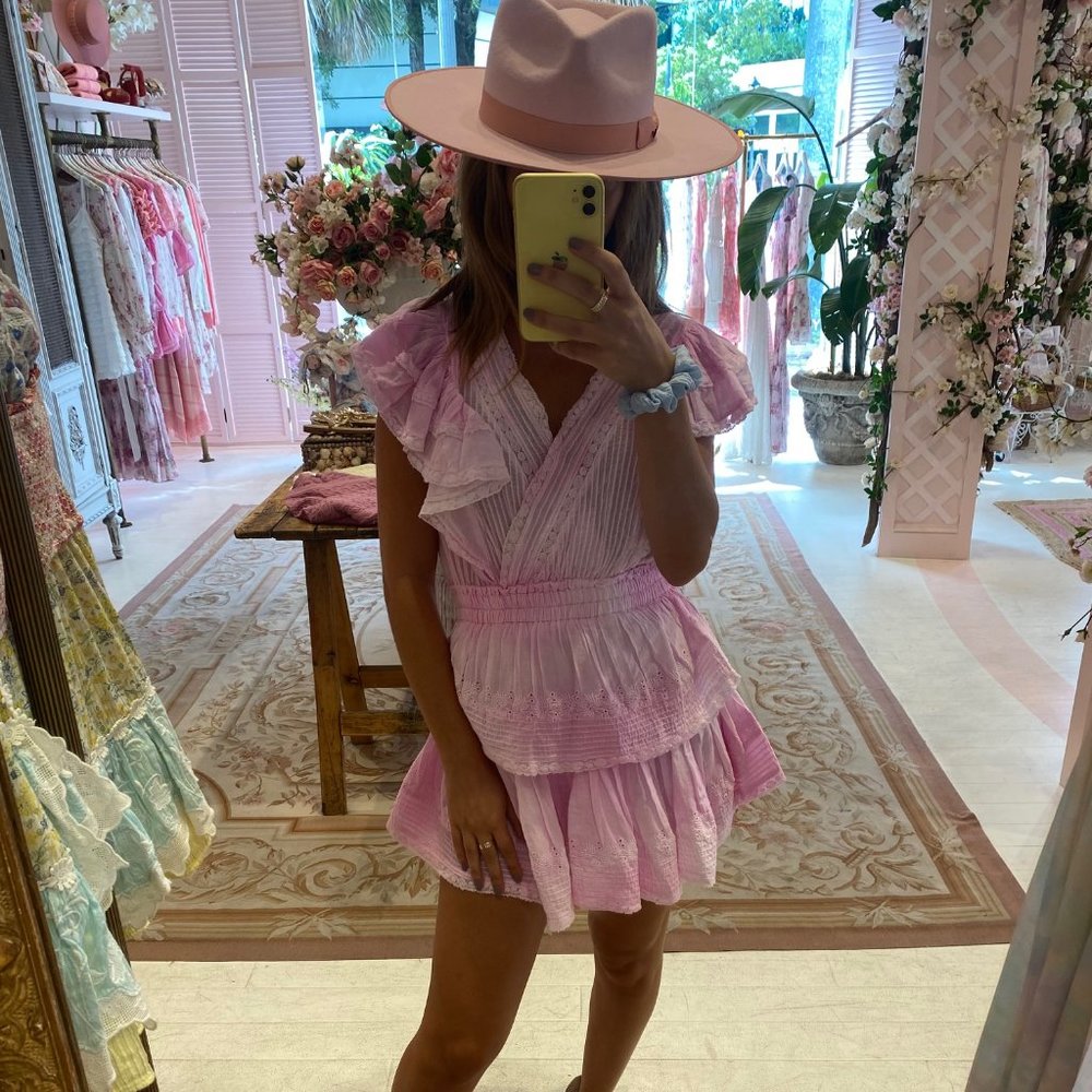 LOVESHACKFANCY PEONY PINK GWEN DRESS SIZE SMALL